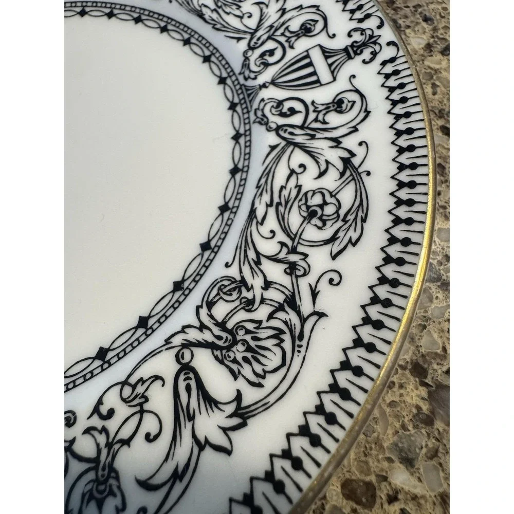 Royal Worcester 1966 Padua Plates Set of 4 Black White Bone China England 6